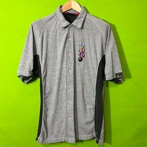 large No‎ Boundaries 90s Y2K flaming eight ball pool button down shirt